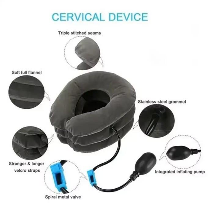 Inflatable Neck Brace with Air Pillow for Cervical Support and Massage