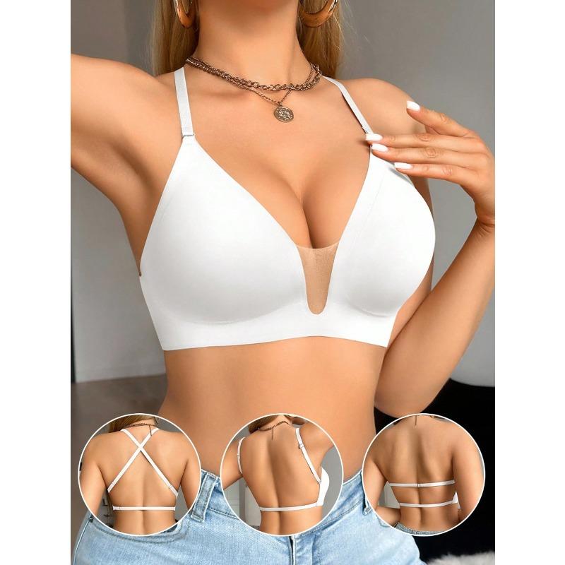 Women's Multi-Way Beauty Back Bra Sexy Backless Halter Bra Plus Size Push Up Brassiere