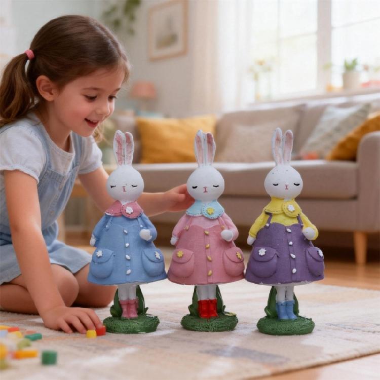 Elegant Rabbit With Dress Display Piece Easter Party Supplies Seasonal Home Accent Suitable For Various Interior Styles