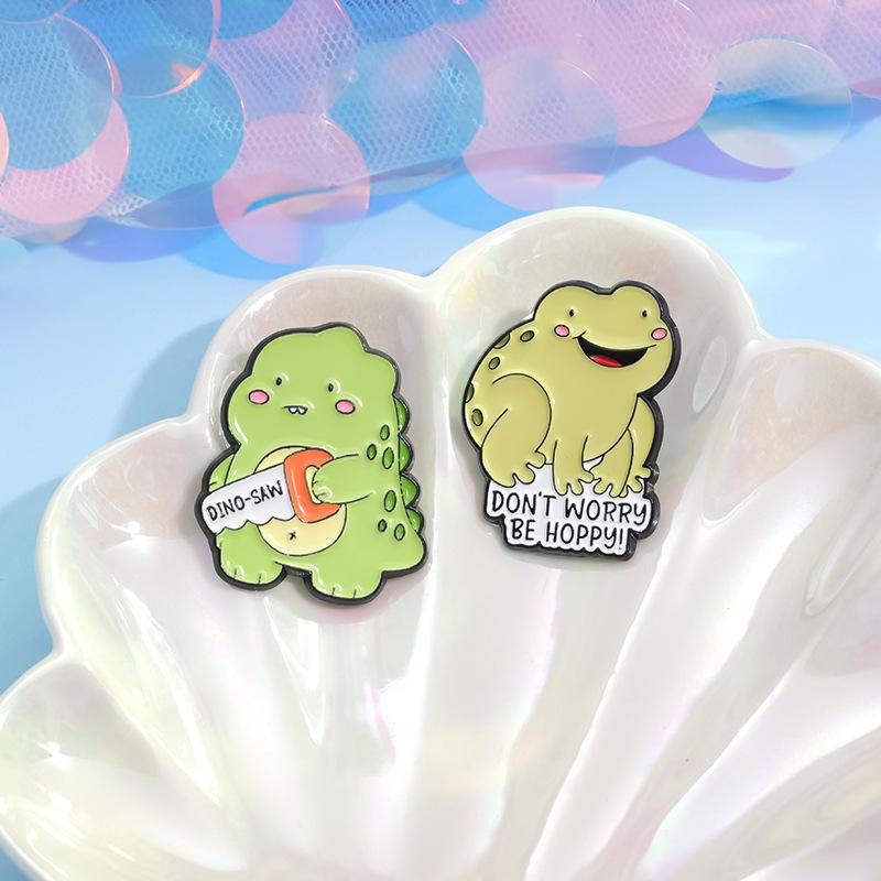 Cartoon Animal Trendy Brooch With Fun Dinosaur Frog Owl Designs Offering Stylish Decoration And Multifunctional Use
