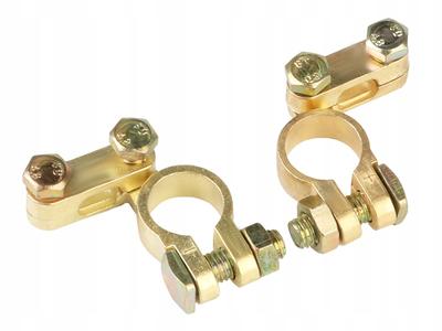 BRASS PLATED BATTERY CLAMPS 2 PCS
