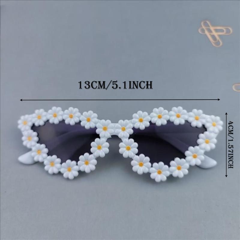 Kids Flower Sunglasses Girls Cat Eye Frame Glasses Children Cute Daisy Shades Outdoor UV Protection Party Eyewear