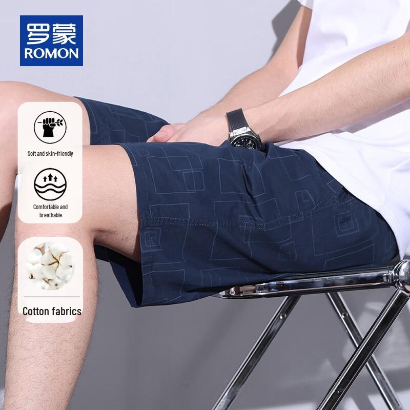 ROMON Men s Summer Casual Cotton Five-Point Shorts 4XL