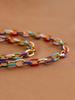 Colourful Enamel Necklace Bracelet For Women Stainless Steel 18K Gold Plated Waterproof Women's Neck Chain Bracelets Zircon Set
