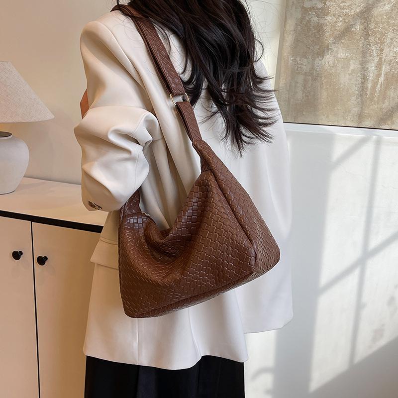Korean Style Women's Woven Shoulder & Crossbody Bag with Adjustable Strap