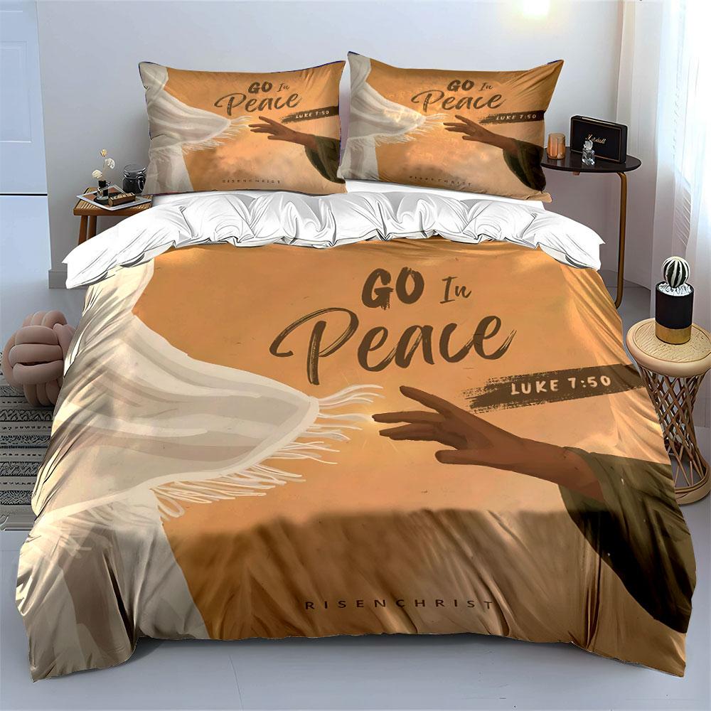 Go In Peace Luke 7:50 Bedding Duvet Cover Set Duvet Cover Pillowcases (1*Duvet Cover 2*Pillowcases, Without Duvet Insert)
