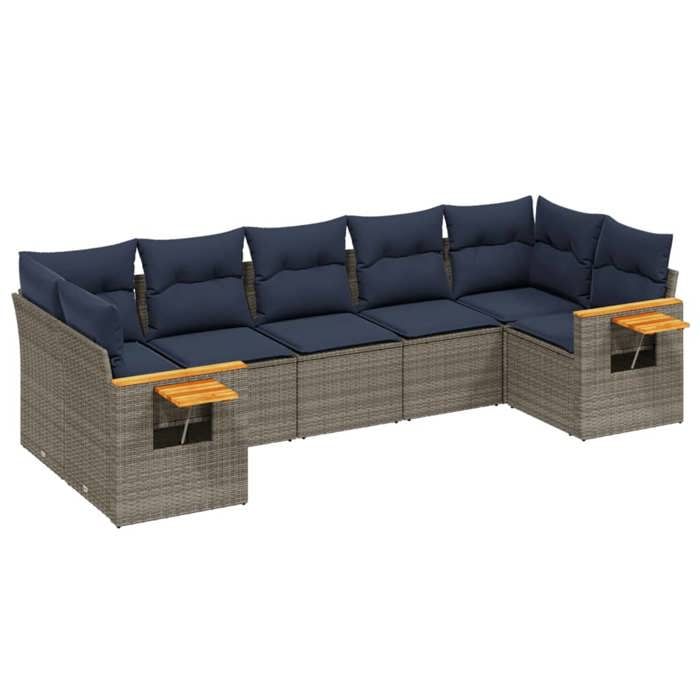 VidaXL Salon de Jardin avec Coussins 7 pcs, Canapés de Patio, Ensemble de Meubles, Mobilier de Terrasse Exterieur, Gris 3227111