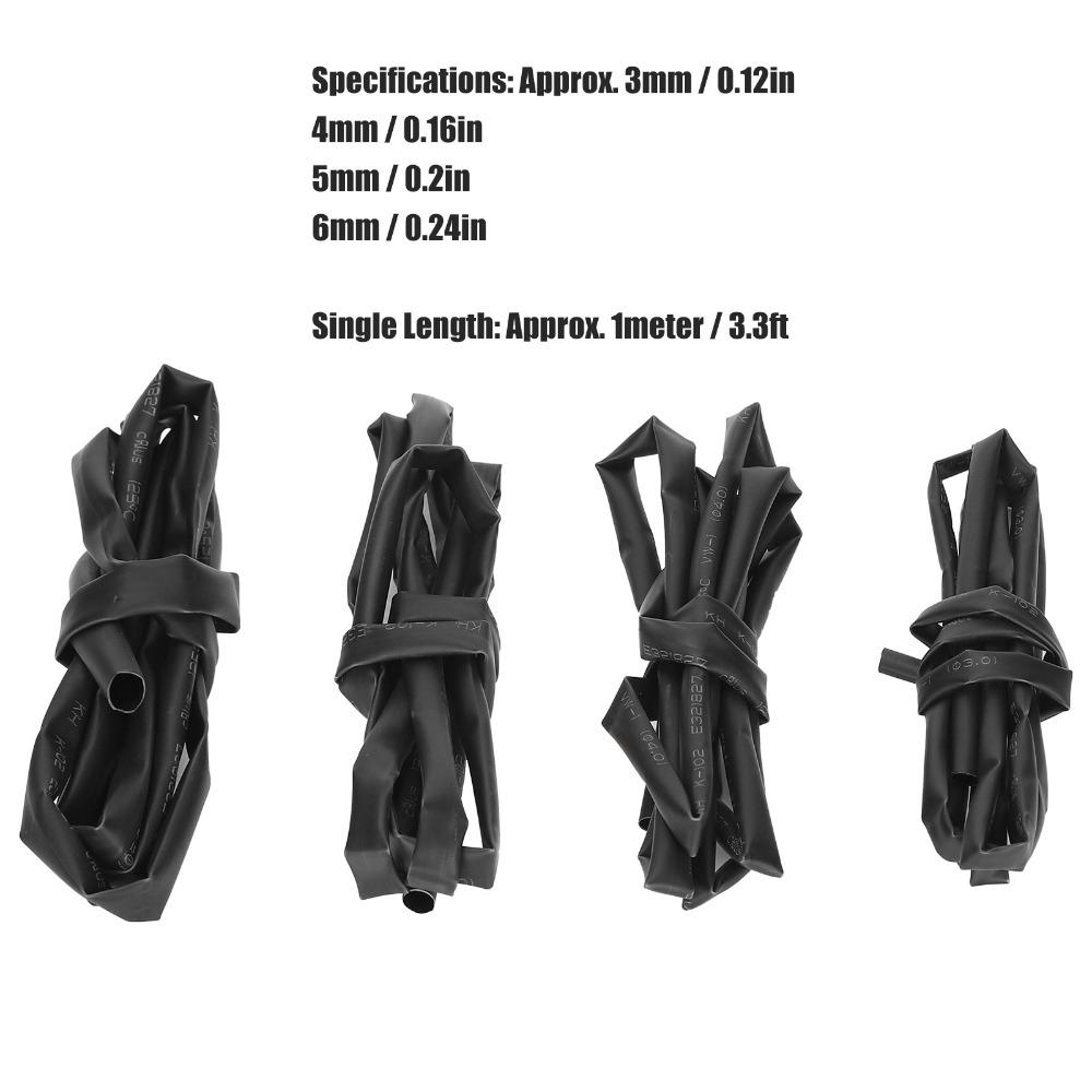 4 PCS 3/ 4/ 5/ 6mm Combination Heat Shrink Tubing Kit 1 Meter Electrical Wire Wrap  Cable Bundling