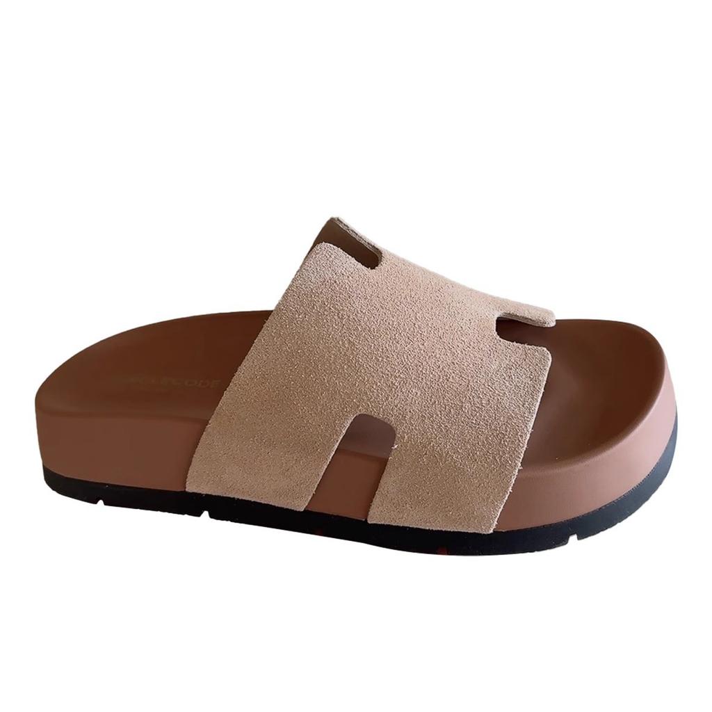 H-Version Damen-Sommer-Hausschuhe 2025 neu vielseitig flacher Boden Wort Internet-Berühmtheit weiche Sohle schön Strand cool Hausschuhe