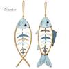 Coastal Theme Interior Bohemian Wooden Fish Wall Decor With/without LED Lights, Retro Hanging Ornament Craft for Entryway Bedroom Living Room