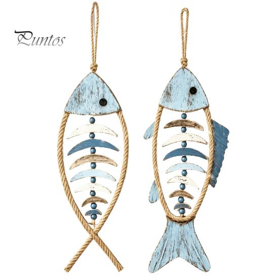 Coastal Theme Interior Bohemian Wooden Fish Wall Decor With/without LED Lights, Retro Hanging Ornament Craft for Entryway Bedroom Living Room