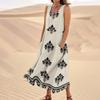 Women's Summer Casual Fashion Flower Printed Sleeveless  Pocket Dress