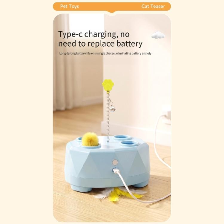 Indoor Play Device with Extending Lower Attachment, Moving Ball, Spring Attachment, and 4 Top Openings for Play