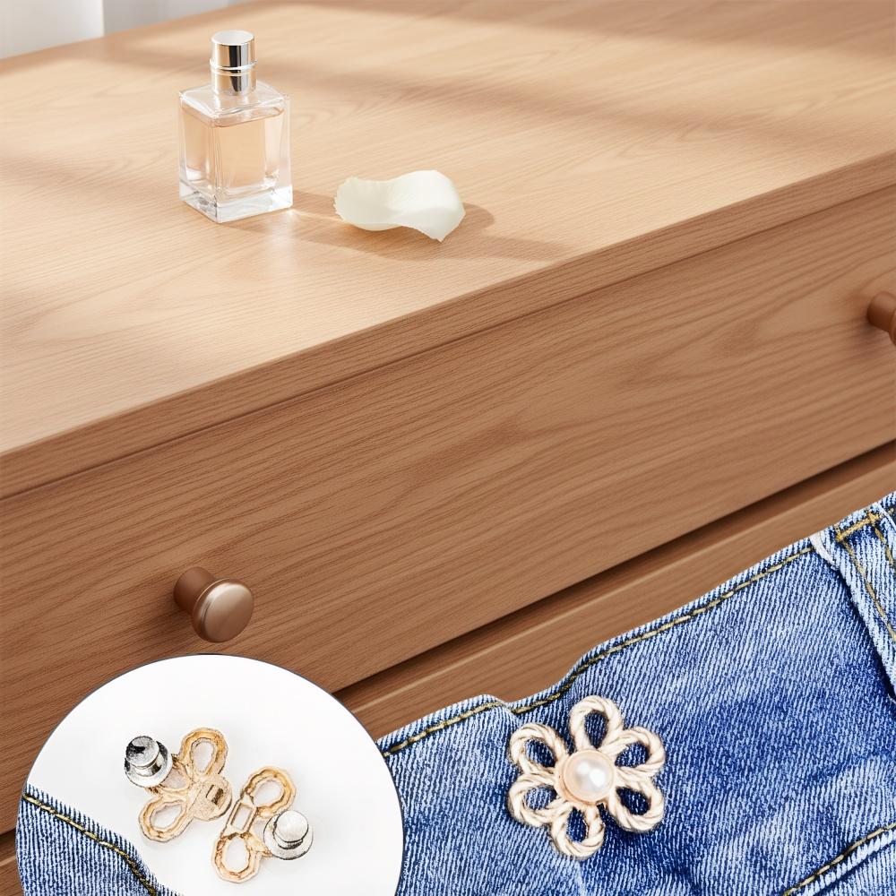 New DIY Tighten Waist Button Detachable Clip No Sewing Retractable Button Reduce Waist Flower Buttons Snap Pants