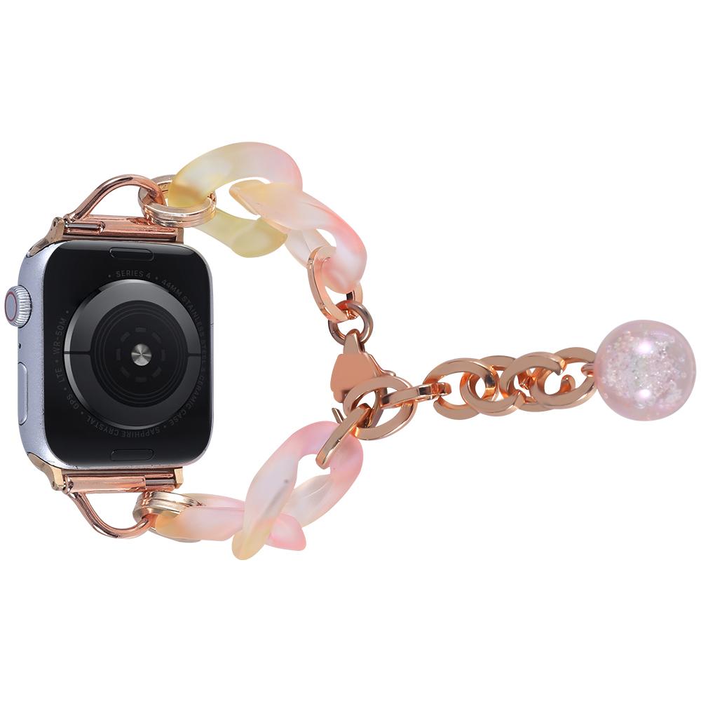 

For Apple Watch 10 46mm/Ultra 2/Ultra 49mm/9 8 7 45mm/SE (2023) SE (2022) SE 6 5 4 44mm/3 2 1 42mm Resin Bracelet Strap Pink