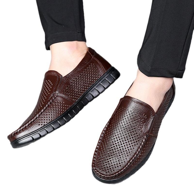 Leather Shoes Men'S Breathable Leather Hollow Hole Sandals Young Men'S Business Leisure Cool Leather Shoes Are Available In Stock