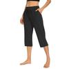 Women's Solid Color Casual Pants Elastic Waist High Waist Drawstring 3/4 Pants Athletic Casual Pants