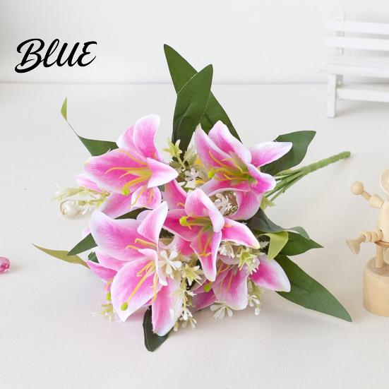 Simulation Flower 1Pc Artificial Lilies Realistic No Withering Non-fading Single Branch Multi-fork Artistic