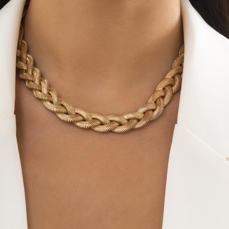 Meier Punk style metal texture snake bone chain braided necklace fashion cross-border fashion cool geometric clavicle