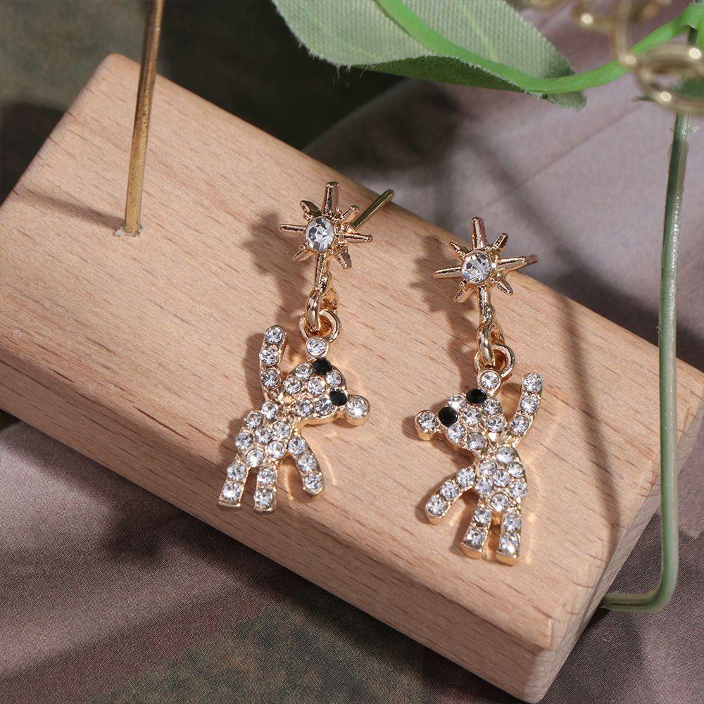 

Блестящие ювелирные изделия Подарочные серьги-медведи Искусственный жемчуг Медвежьи серьги-гвоздики Подвеска-медведь для женщин золотой