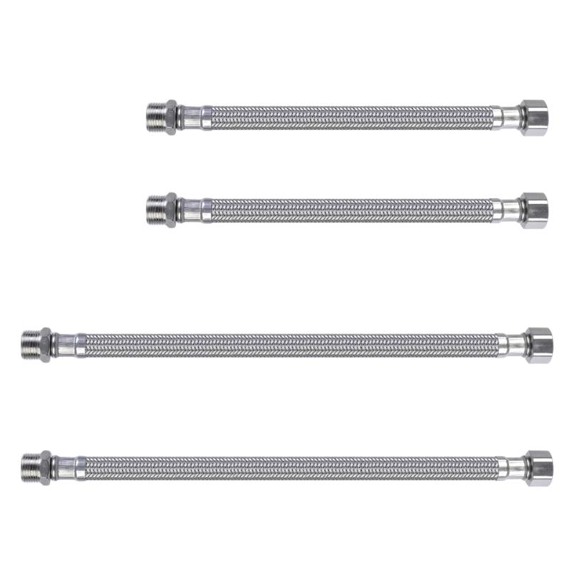 2pcs 304 Stainless Steel Flexible Pipe Water Heater Connector Hose 3/8 Inch Suitable for Faucet Water Heater Connection