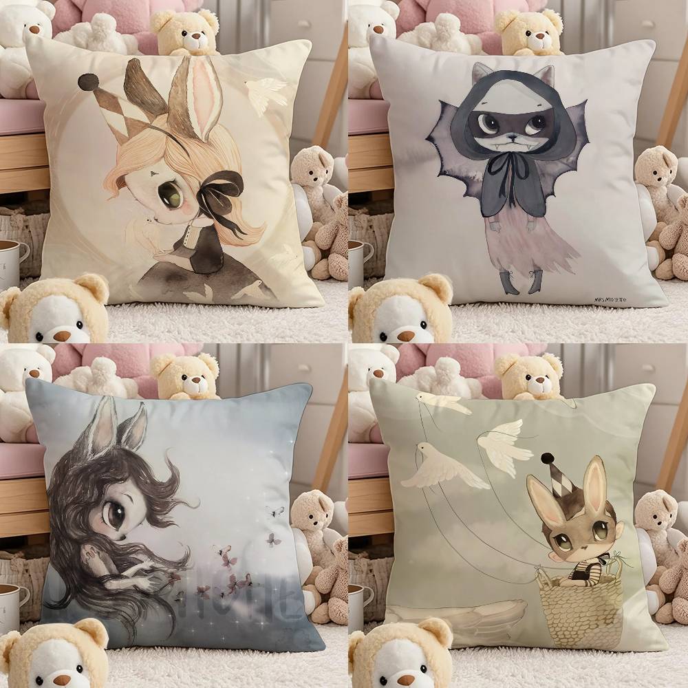M--Mrs Mighetto Print Pillow Case Comfort Sofa Bed Silky elegant Invisible zipper Custom Decorative cushion cover