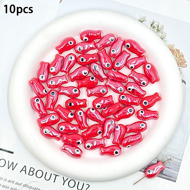 10Pcs Little Fish Ceramic Beads Diy Necklace Earrings Jewelry Accessories Pendants Loose Beads For Crafting