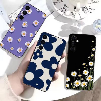 Mini Daisy Phone Case Black Silicone Soft For Samsung Galaxy A73,A72,A71,A70,A53,A52,A51