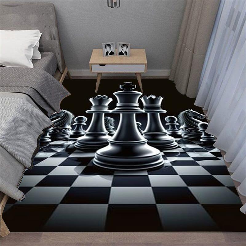 Intelligence Game Chess Printed Carpet King Queen Rook Bishop Knight Pawn Living Room Sofa Grid Floor Mat rugs