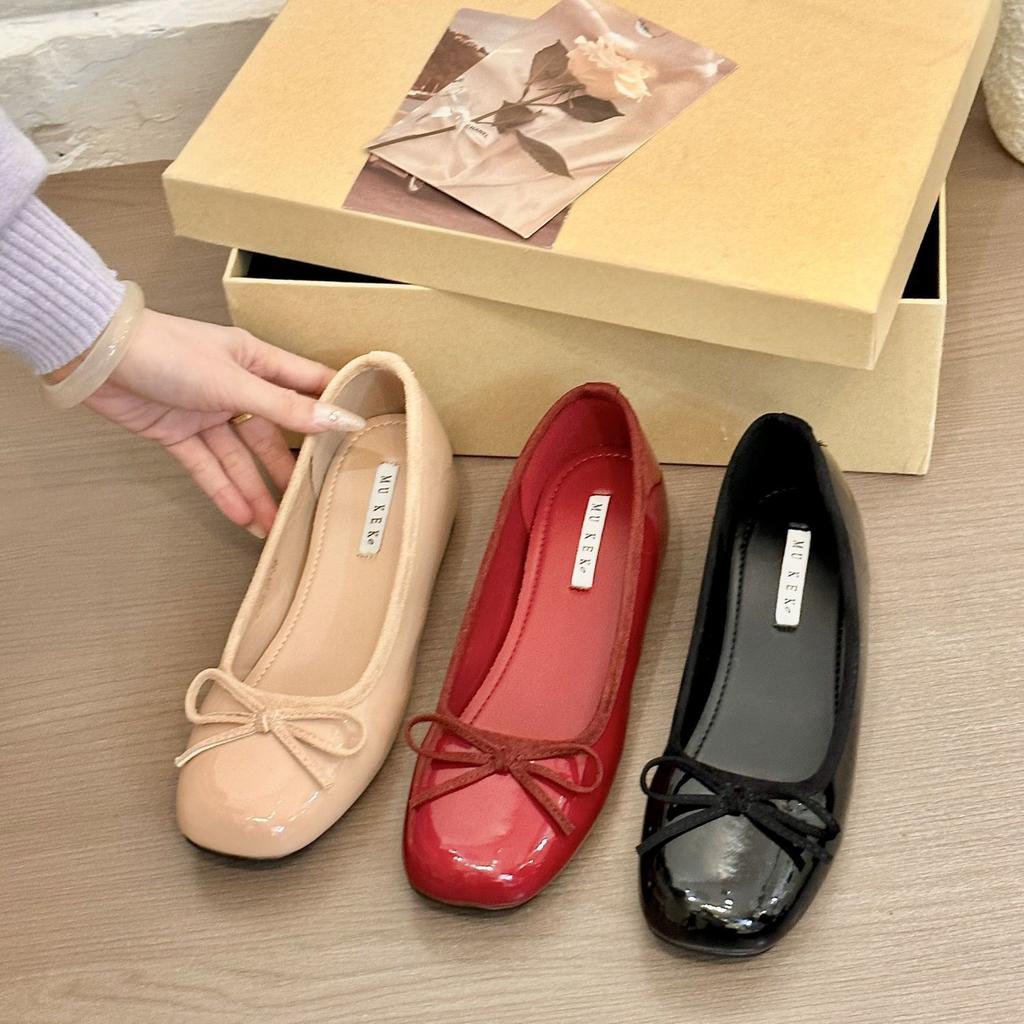 Milch will nacktes Pulver! Temperament Lackleder runder Kopf Schleife Erhöhung Einzelne Schuhe Damen 2025 Frühling neu dicksohlige Mary Jane Schuhe