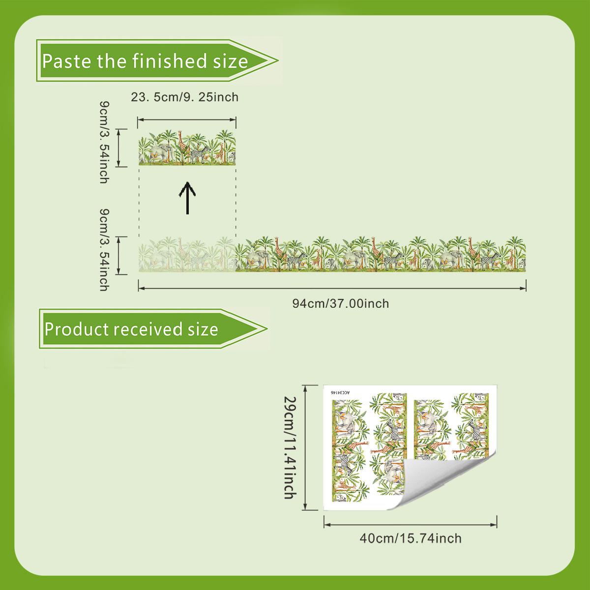 

Детские наклейки на плинтус с изображением животных джунглей для детских спален - Самоклеящиеся декоративные стикеры 30*40cm