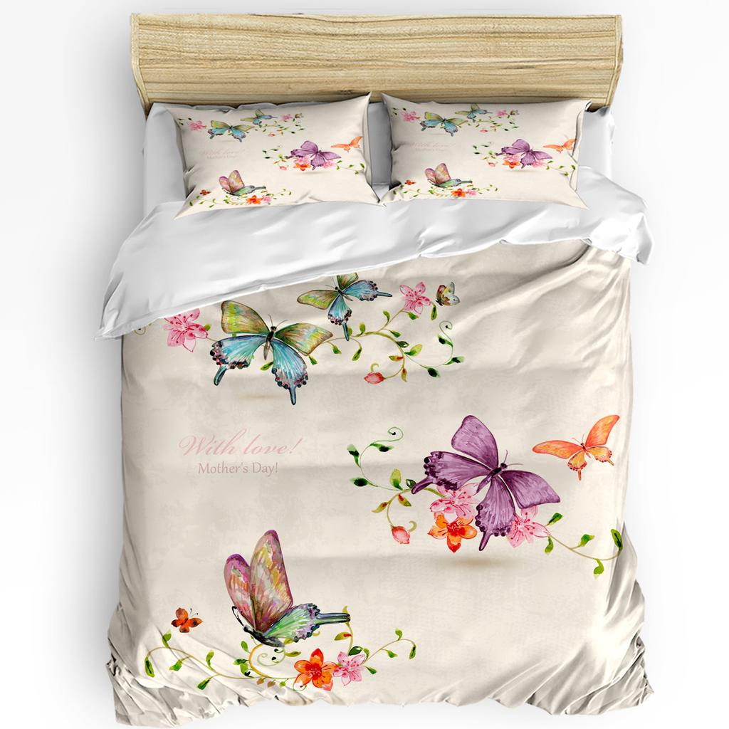 Dream Catcher Feather Butterfly White 3pcs Bedding Set For Bedroom Double Bed Home Textile Duvet Cover Quilt Cover Pillowcase