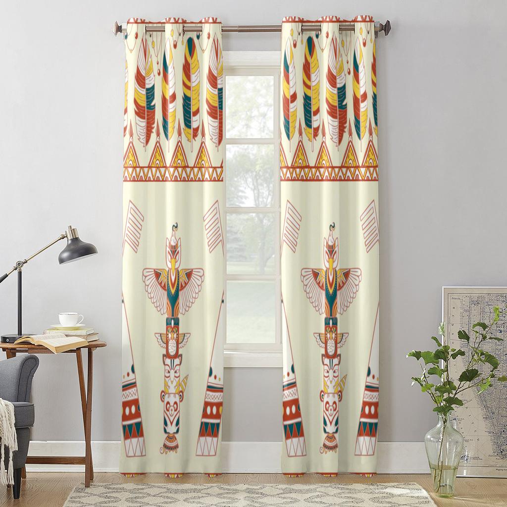 Modern Window Curtains for Living Room Feather Bird Pattern Curtains for Child Bedroom Kitchen Decor Blinds Drapes