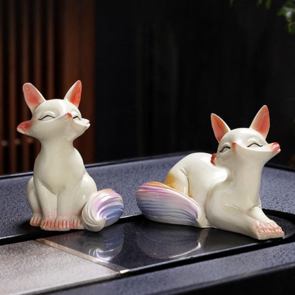 1/2pcs Little Fox Color Changing Tea Pet Ceramic Ornament Creative Home Office Decor Desktop Teaware Tea Ceremony Tradition Gift