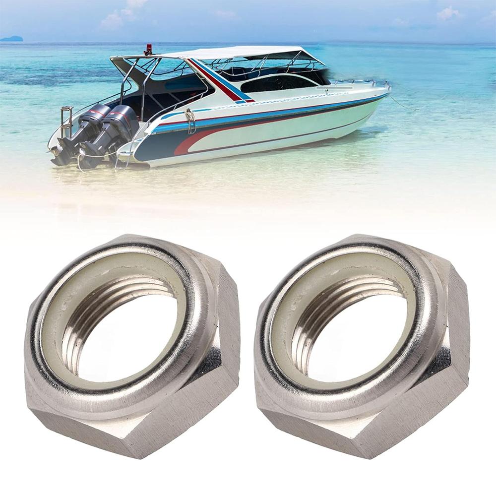 2 PCS Stainless Steel Self Locking Nut, 90185-22043 Replacement Self Locking Nut, High Hardness Self Locking Nut for Outboard Mo