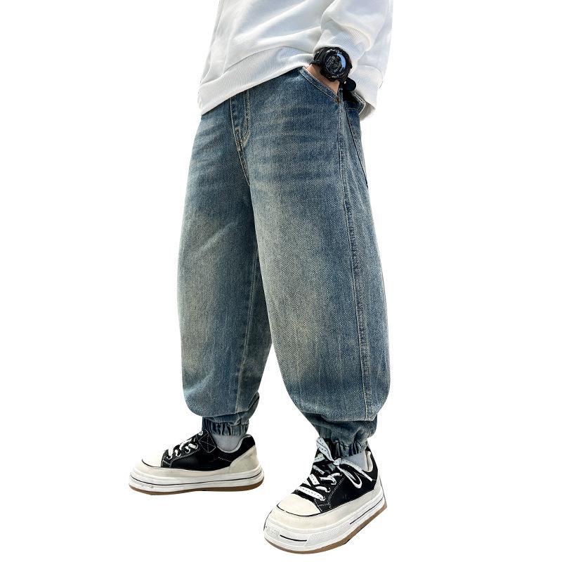 2025 Spring/Autumn Boys' Korean Style Pocket Patchwork Jeans for Kids