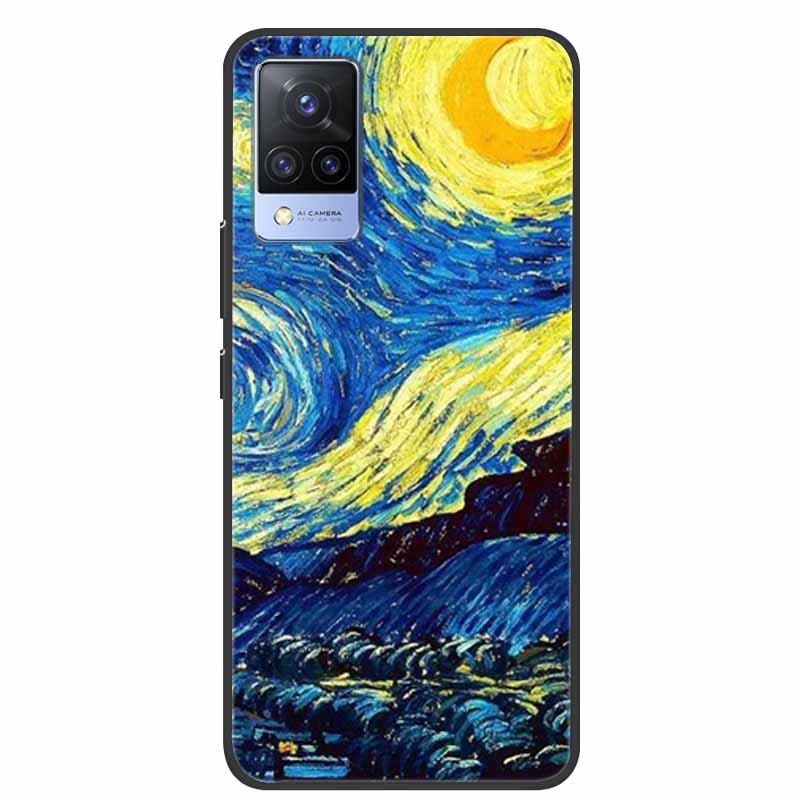 For Vivo S9 V21 V21e Case Black Silicone Back Cover Case For Vivo V21 S9 V21e Phone Cases Cover V 21 e S 9 Funda Coque Cartoon