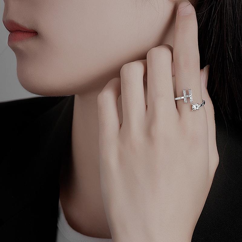 Fashion Initial Letter Ring for Women Fashion A-Z Letter Finger Silver Color Ring Aesthetic Wedding Jewelry Gift Bijoux Femme
