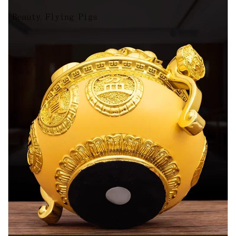 1PCS of Resin a Bucket of Gold a Piggy Bank Small Ornaments Home Decor Living Room Bedroom Foyer Decorations  Feng Shui