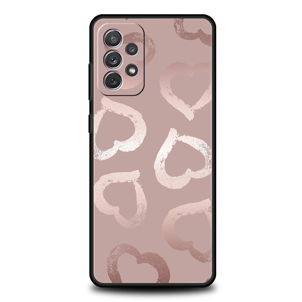 Gold Rose Love Heart Phone Case For Samsung Galaxy A17 A07 A55 A35 A25 A15 A05s A33 A31 A23 A21s A13 A41 A73 A53 A51 A71 Cover