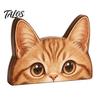 Charming Cat Statues for Room Peeking Orange Wooden Figurine, Cute Head Decoration, Handmade Gifts Lovers Natural Wood Tabletop Ornament, Gift