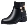 Mom Cotton Shoes Women's New Winter Velvet Soft Leather Soft-soled Short Boots Single Boots Warm and Non-slip Middle-aged and Elderly Leather Cotton B