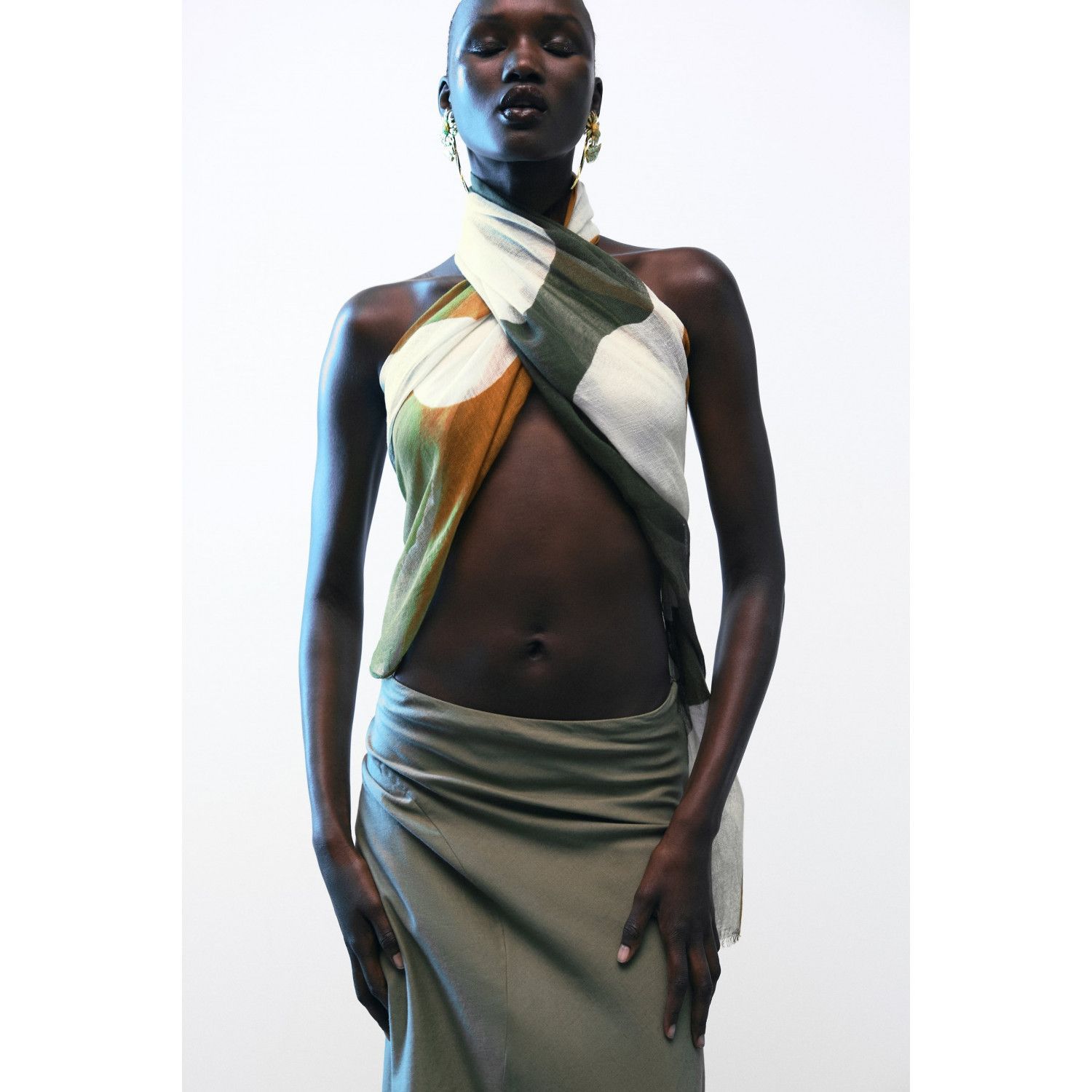 

PRINTED LINEN BLEND SCARF