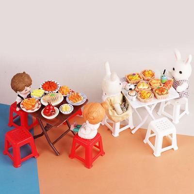 1/12 Dollhouse Simulation Table Chairs Model Set Dollhouse Mini Furniture Decoration Dolls House Accessories Pretend Play Toy