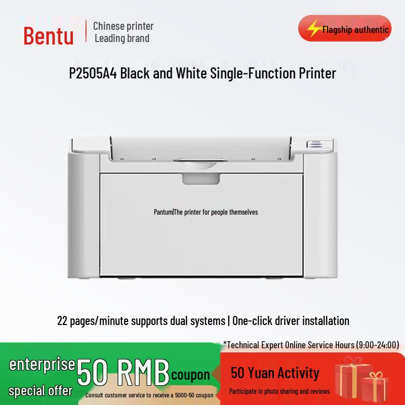 

PANTUM P2505 USB A4 Black and White Laser Printer CN plug (adapter included)
