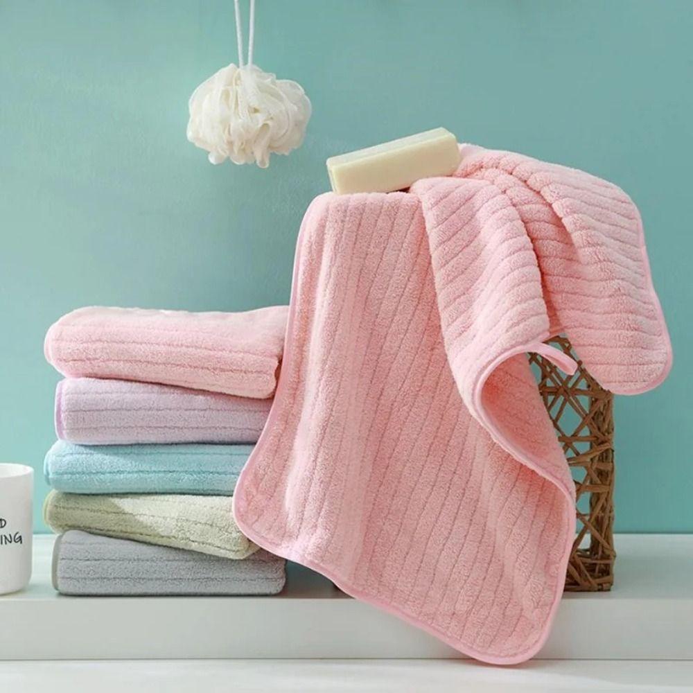 

Striped Bath Towel Coral Velvet Hand Towel Shower Towels Face Towel Household зелёный
