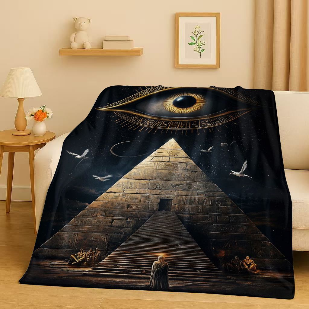 3D Ancient Egypt Pictographic Eye of Horus Flannel Blanket,Ultra Soft Warm Plush Throw for Home Bedroom Bed Sofa Cover Office