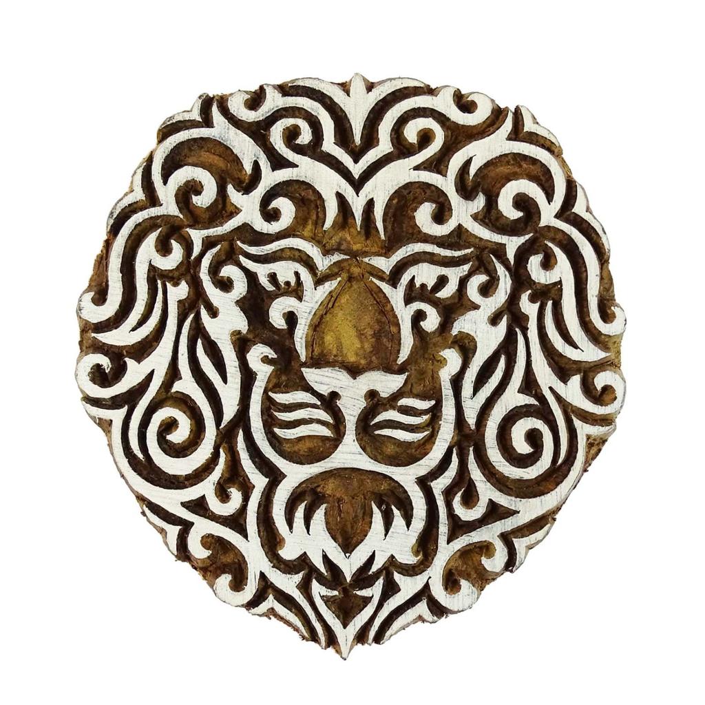Indische Textilstempel aus Holz Löwe bedruckter Holzblock Stempel Dekoblock