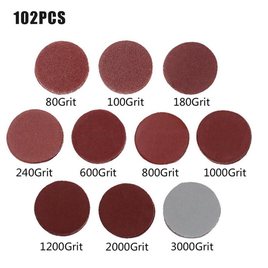 100PCS Sanding Disc Sand Paper Hook Loop Sander+Backer Pad+M6 Drill Adapter 50mm