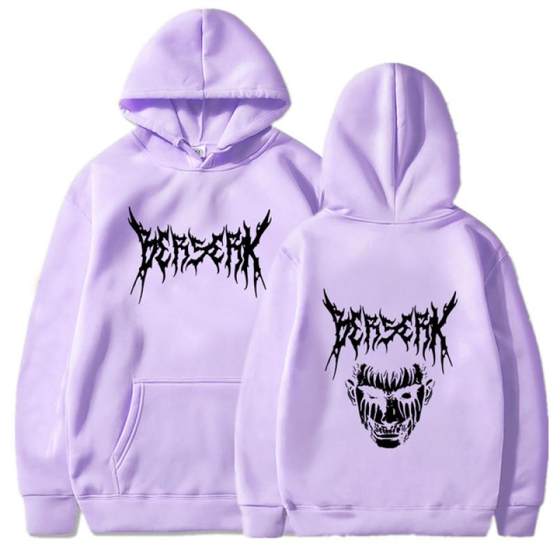 Japan Anime Berserk Guts Harajuku Mikina s kapucí Gotická podzimní/zimní pulovry Móda Muži s dlouhým rukávem Černé mikiny